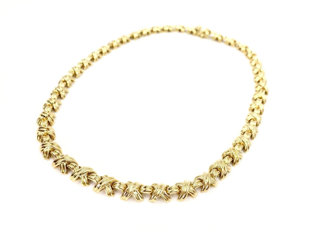Tiffany & Co Small Cross Stitch X Diamond Necklace In 18K White Gold -  Jewelry by David